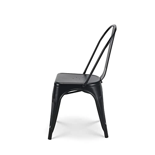 Kosmi - Lot de 4 chaises en métal Noir Mat - Style Industriel
