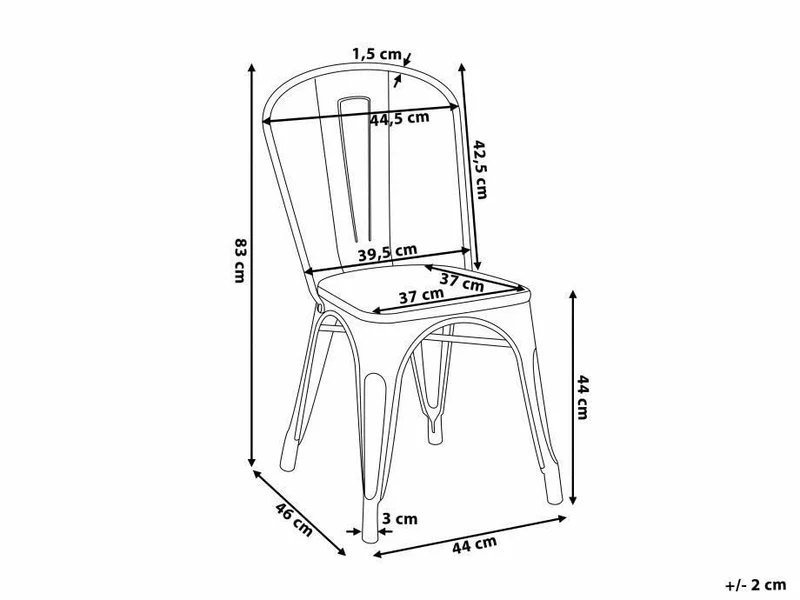 Kosmi - Lot de 4 chaises en métal Noir Mat - Style Industriel
