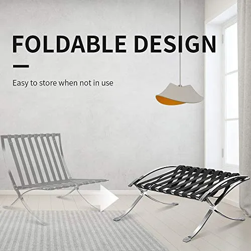 Fauteuil de salon classique - Pliable - En cuir véritable - Avec cadre en acier inoxydable - Pour chambre à coucher, salon, salle de lecture (blanc, chaise simple)
