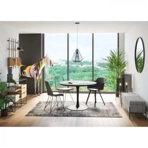 Kare Table Schickeria Noir Ø110 canapé, Bois partiel et MDF, 74x110x110cm