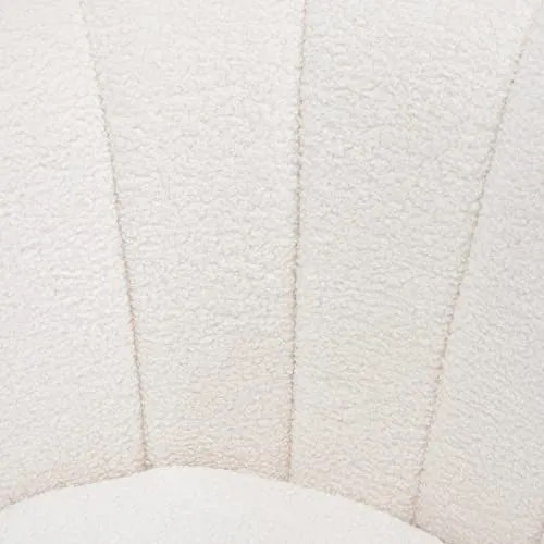 HOMCOM Fauteuil Coquillage Fauteuil Design dim. 79L x 77l x 77H cm Pieds dorés effilés Molleton Polaire Blanc