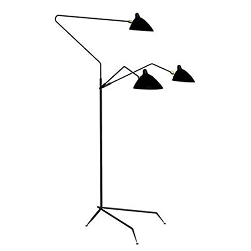 MZXUN Nordic DaWn Spider Serge Mouille Lampadaire à LED pour chambre à coucher Style industriel Simple Salon Couleur de l'abat-jour : 3 têtes Noir