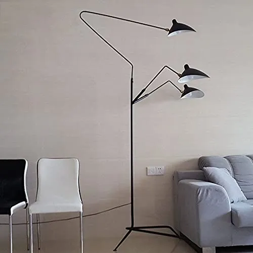 MZXUN Nordic DaWn Spider Serge Mouille Lampadaire à LED pour chambre à coucher Style industriel Simple Salon Couleur de l'abat-jour : 3 têtes Noir