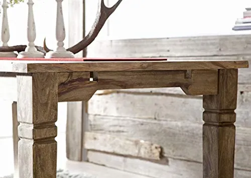 Table à Manger Extensible 160-240x90cm - Bois Massif de Palissandre huilé - Style Colonial/Ethnique - Leeds #53