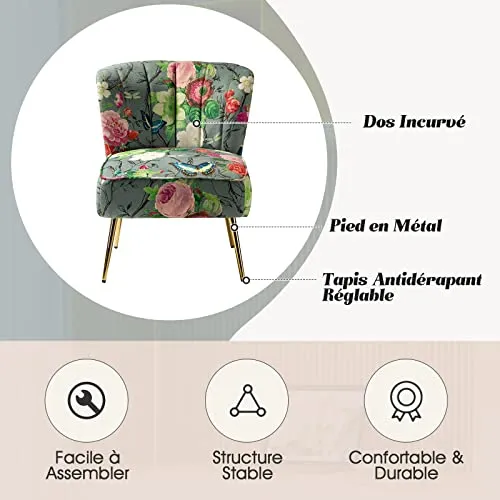 FABRICATION HAUS Chaise de Salle à Manger/Cuisine en Tissu Siège Rembourré avec Pieds en Métal pour Salle à Manger, Salon & Chambre, Gris