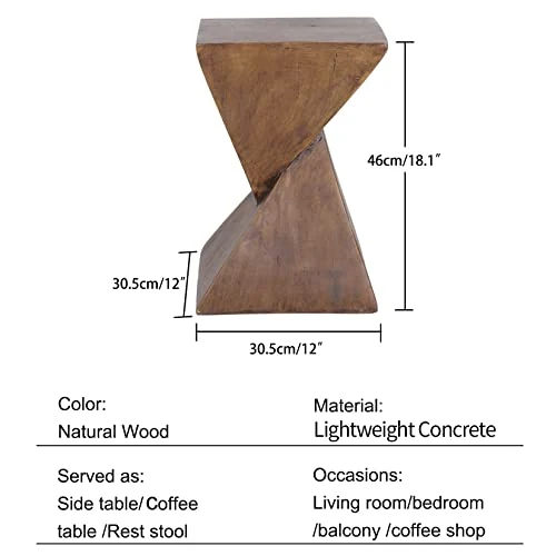 FATIVO Table d’Appoint Design Bois: Bout de Canapé de Salon Carré Béton Léger à 2 Niveaux Guéridon Style Moderne Table de Chevet Rangement pour Salon Bureau Chambre - 46x30x30cm