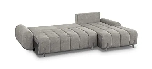 mb-moebel Canapé d'angle Droit/Gauche en lit Convertible avec Coffre 4 Places - Pieds en Métal, en Tissu - Salon & séjour - 290cmx172cmx96cm - Coraline (Droit, Cappuccino)