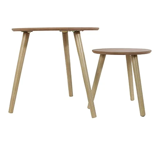 THE HOME DECO FACTORY HD6148 Lot de 2 Tables Gigogne, Matière Bois, Beige, 48 x 45 x 48 cm