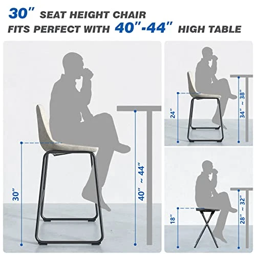 RFIVER Lot de 2 Tabouret de Bar, Chaise de Salle à Manger de Style Vintage Confortable avec Siège en Cuir PU et Base en Métal Robuste pour Cuisine Salon, Beige