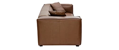 Miliboo Canapé Vintage 3 Places Cuir Marron et Bois Noir Cobain