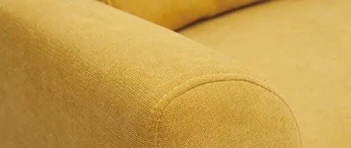 Miliboo Canapé scandinave 3 Places en Tissu Effet Velours Jaune Moutarde et Bois Clair EKTOR