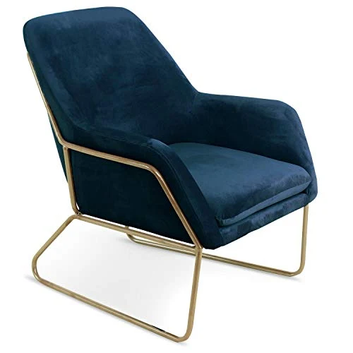 Menzzo Claudio Fauteuil, Velours, Bleu, 79