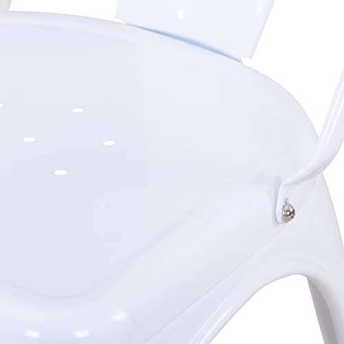 Uderkiny Lot de 4 chaises de Salle à Manger empilables Chaises en métal de Style Industriel, adaptées aux chaises de Balcon intérieures et extérieures, chaises de Jardin (Blanc)
