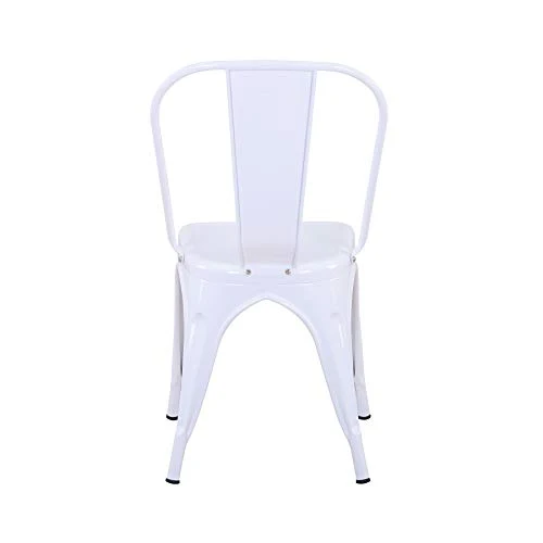 Uderkiny Lot de 4 chaises de Salle à Manger empilables Chaises en métal de Style Industriel, adaptées aux chaises de Balcon intérieures et extérieures, chaises de Jardin (Blanc)