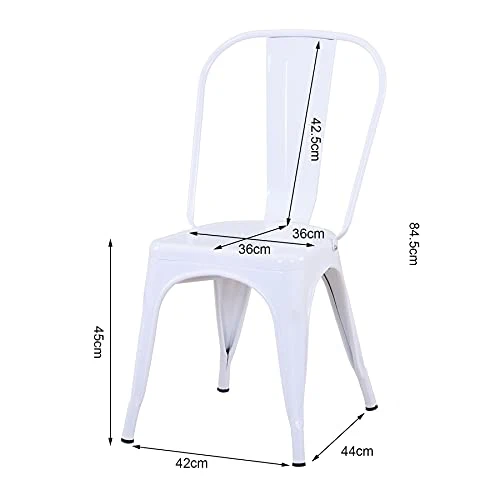 Uderkiny Lot de 4 chaises de Salle à Manger empilables Chaises en métal de Style Industriel, adaptées aux chaises de Balcon intérieures et extérieures, chaises de Jardin (Blanc)