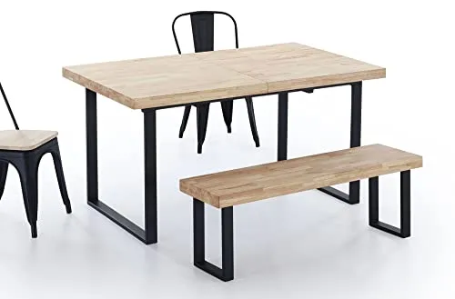 PEGANE Banc d'assise Coloris chêne Nordique/Pieds Noir - L 120 x P 34 x H 47 cm