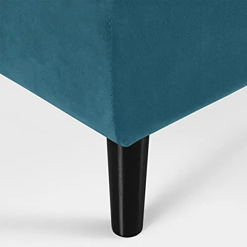 HOMIFAB Canapé 3 Places Convertibles en Velours Bleu Canard - Collection Viktor