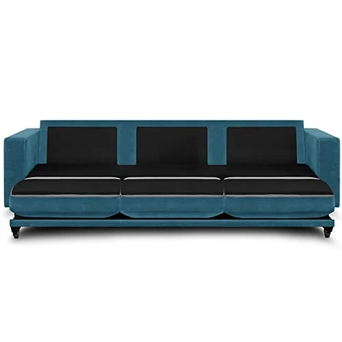 HOMIFAB Canapé 3 Places Convertibles en Velours Bleu Canard - Collection Viktor