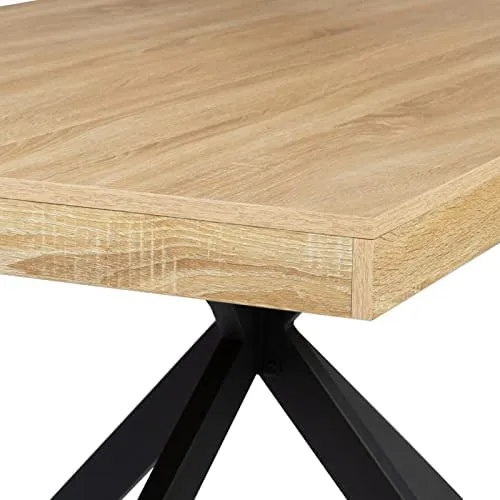 IDMarket Table à Manger Alix 6-8 Personnes Pied araignée Bois et Noir 160 cm