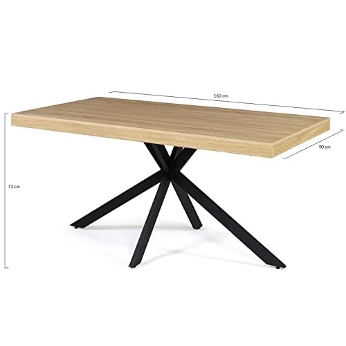 IDMarket Table à Manger Alix 6-8 Personnes Pied araignée Bois et Noir 160 cm