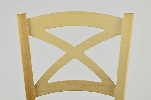 t m c s Tommychairs - Set 2 chaises Cross pour Cuisine, Bar et Salle à Manger, Robuste Structure en Bois de hêtre peindré en Couleur Naturelle et Assise en Paille
