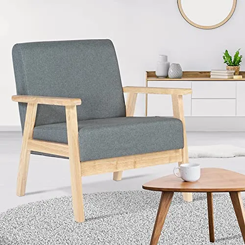 IDMarket - Fauteuil scandinave Anders en Tissu Gris Anthracite