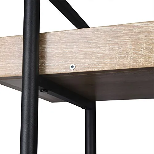 WOLTU Étagère de Rangement Bibliothèque en Bois et Métal à 5 Niveaux, Style Industriel 91x25,5x173 cm, Noir+ Chêne Clair RGB12hei