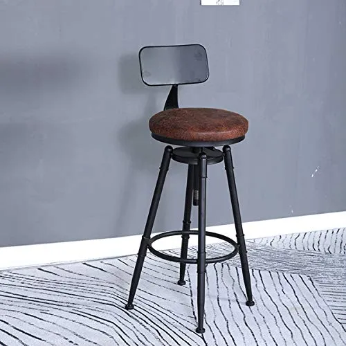 FinukGo Lot de 2 Tabourets de Bar, Hauteur réglable,Assise rembourrée en Cuir, Pivotant, pour Cuisine, Bar