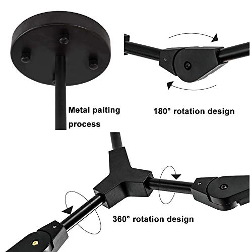 CCSUN 180cm Boule En Verre Ramification Lustre,E27 Spoutnik Lustre Hauteur Réglable,Créatif 8 Lumières Moderne Globe Suspension Luminaire,Verre Soufflé Métal Luminaire Transparent Noir 8-lumières