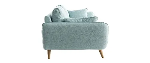 Miliboo Canapé scandinave 3 Places en Tissu Bleu Glacier et Bois Clair Creep