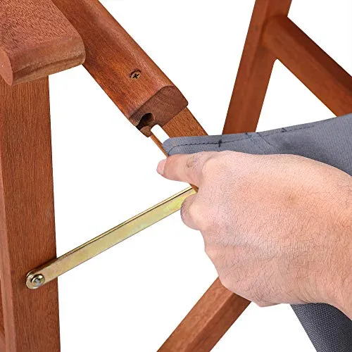CASARIA 2X Chaises de régie - Chaise de metteur en scène - Chaise Pliante en Bois Eucalyptus FSC® Anthracite Jardin Maison