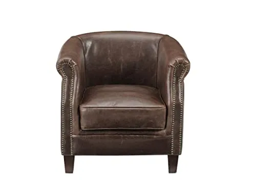 Vente-unique - Fauteuil Club 100% Cuir Vieilli ENGUERRAND