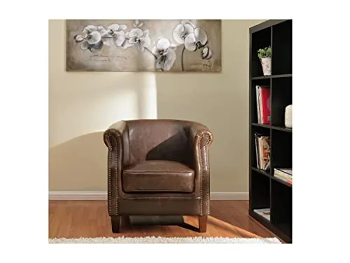 Vente-unique - Fauteuil Club 100% Cuir Vieilli ENGUERRAND