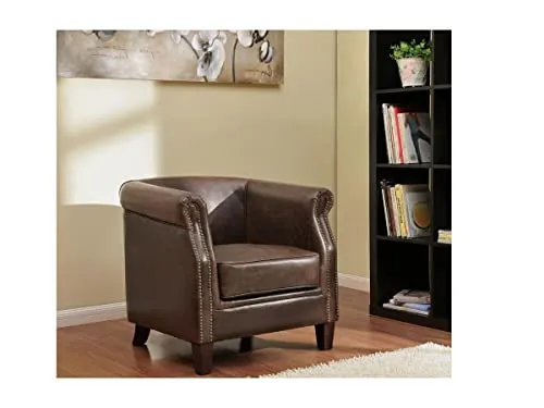 Vente-unique - Fauteuil Club 100% Cuir Vieilli ENGUERRAND