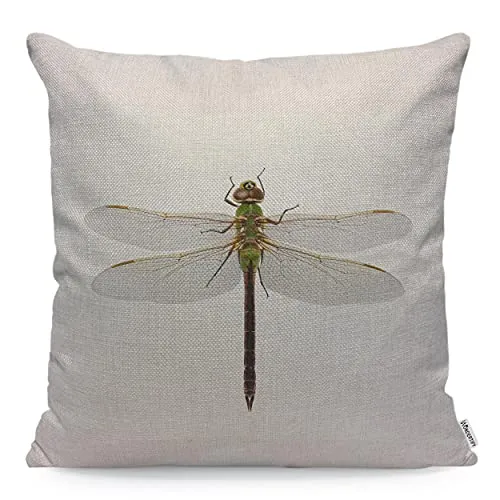 WONDERTIFY Housse de coussin décorative en forme de libellule - Vert - 45 x 45 cm