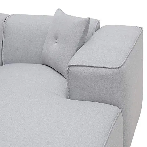 Beliani - Canapé d'angle 3 Places - Dolva - Tissu, Gris Clair