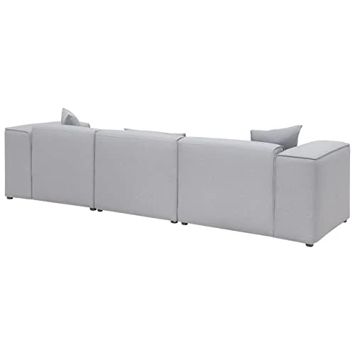 Beliani - Canapé d'angle 3 Places - Dolva - Tissu, Gris Clair