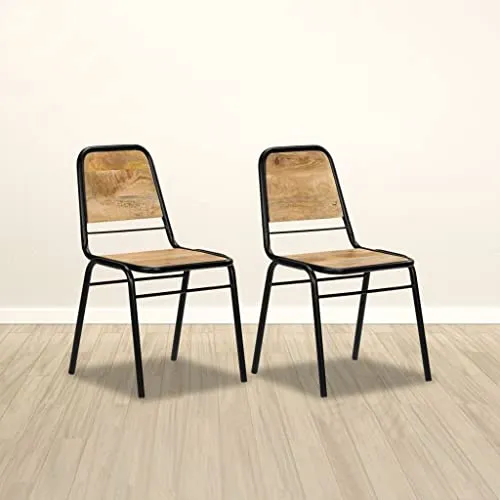 vidaXL 2X Bois de Manguier Chaise de Salle à Manger Chaise à Manger Cuisine