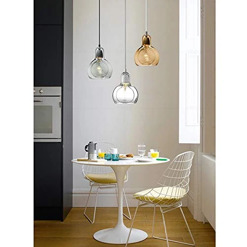 LFsem Moderne Simple Pendentif Lampe En Verre Plafonnier Lampe Fixture Chambre Salle À Manger Bureau Lustre E27 Loft Suspension (Ambre 11cm)
