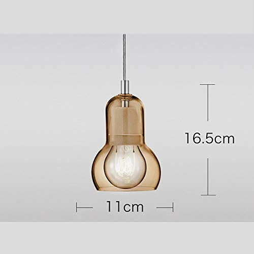 LFsem Moderne Simple Pendentif Lampe En Verre Plafonnier Lampe Fixture Chambre Salle À Manger Bureau Lustre E27 Loft Suspension (Ambre 11cm)
