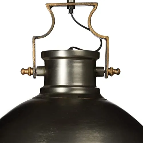 Relaxdays 10019222 Luminaire lampe à suspension style industriel HxlxP 145 x 40,5 x 40,5 cm abat-jour forme de cloche et chaîne en métal douille E27 40W plafonnier, gris argenté