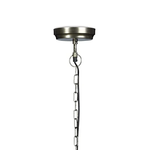 Relaxdays 10019222 Luminaire lampe à suspension style industriel HxlxP 145 x 40,5 x 40,5 cm abat-jour forme de cloche et chaîne en métal douille E27 40W plafonnier, gris argenté