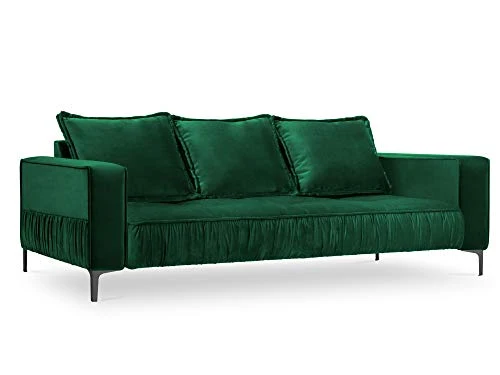 Canapé Velours, Triomphe, 3 Places, Vert Bouteille, 216x98x85