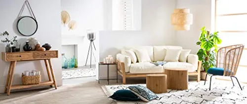 Miliboo Canapé scandinave déhoussable 3 Places en Tissu Kaki et Bois Clair KYO