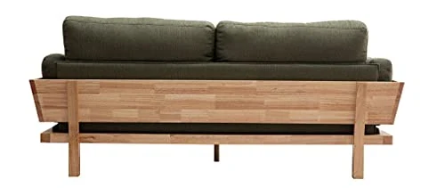 Miliboo Canapé scandinave déhoussable 3 Places en Tissu Kaki et Bois Clair KYO