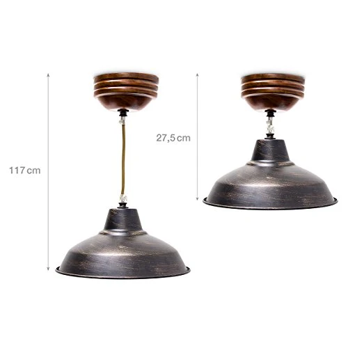 Relaxdays 10018907 Suspension Plafond Plafonnier Lampe à Suspendre de Style Industriel, Métal