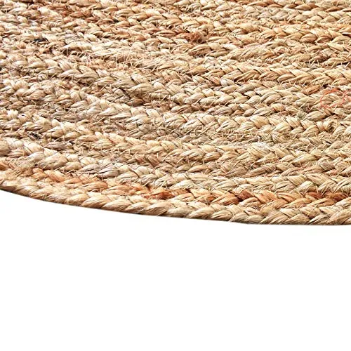 LaLe Living Tapis rond naturel YUVA en toile de jute, rond de 150 cm de diamètre, pour salle à manger, salon, chambre d'enfant, bureau