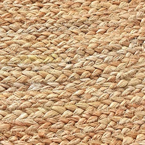 LaLe Living Tapis rond naturel YUVA en toile de jute, rond de 150 cm de diamètre, pour salle à manger, salon, chambre d'enfant, bureau