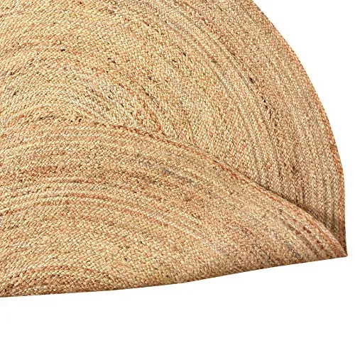 LaLe Living Tapis rond naturel YUVA en toile de jute, rond de 150 cm de diamètre, pour salle à manger, salon, chambre d'enfant, bureau