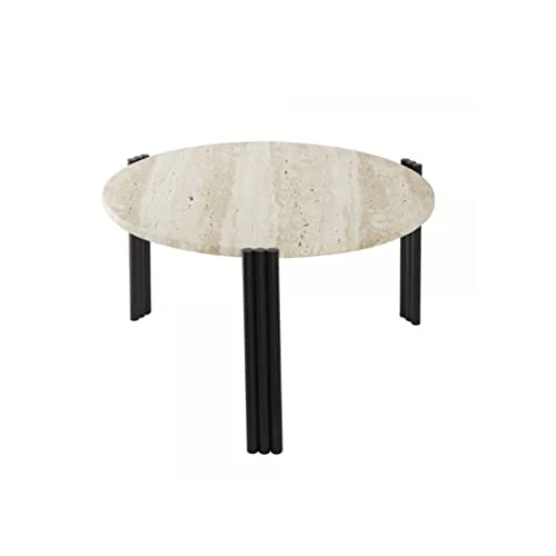 AYTM - Table basse, table d'appoint - Tribus Black - travertin, acier - Couleur: travertine noir - 60,0 x 35,0 cm
